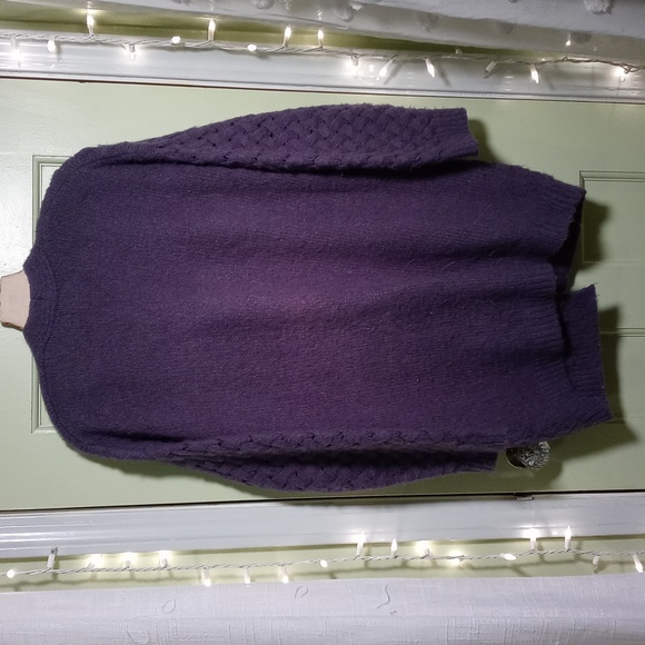 Women's Dreamers S/M grey-blue wicker braided long dbl pocket cardigan sweater - Picture 7 of 8